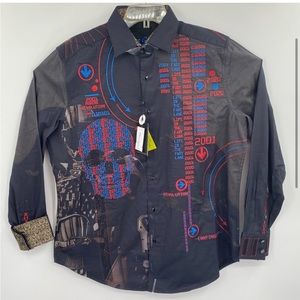 Robert Graham Black and Blue Graphic Dress Shirt